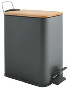 Spirella pedálový odpadkový kôš ERIK tmavo šedá oceľ bambusové veko 5 L 10.22584
