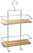 Polička do kúpeľne Venterra 3, bambus/s chrómovými prvkami