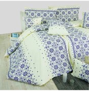 Obliečky bavlnené Etno krémovo-modré EMI, Štandardný set jednolôžko obsahuje 1x 140x200 + 1x 70x90