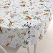 Biante Bavlnený oválny obrus Sandra SA-546 Zvieratá sveta na bielom 50x100 cm