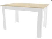 Biely jedálenský stôl s doskou v dekore dub sonoma 120x80