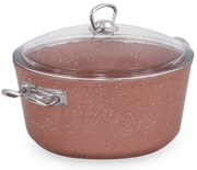 Ružový hliníkový hrniec s pokrievkou Güral Porselen Classic, ø 26 cm