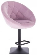 LuxuryForm DESIGN Barová stolička VERA VELUR na čiernej hranatej základni- levanduľa