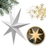 Vianočná papierová hviezda sedempapcová STARION 60 cm, biela