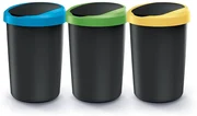 Odpadkový kôš COMPACTA R FLAP SET recyklovaný čierny, 3x40l