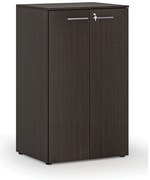 Kancelárska skriňa s dverami PRIMO WOOD, 3 police, 800 x 640 x 1335 mm, wenge