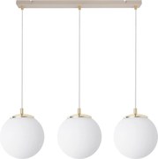 Závesné svietidlo Florence, 3x biele sklenené tienidlo, g/be