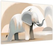 Obraz - Slon v pastelových farbách (90x60 cm)