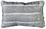 Šedý chlpatý vankúš Tiara s bielymi pruhmi - 30 * 50 * 15cm
