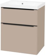 Mereo Mereo, Mailo, kúpeľňová skrinka s umývadlom z liateho mramoru 61 cm, čierne madlo, MER-CN550MB