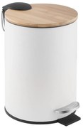Erga Vini, okrúhly odpadkový kôš 3l na postavenie, biela matná-prírodná hnedá, ERG-YKA-CH.VINI-WHT
