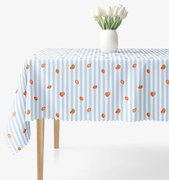 Goldea hranatý teflónový obrus - modré prúžky s jahodami 80 x 80 cm