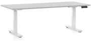 Výškovo nastaviteľný stôl OfficeTech C, 180 x 80 cm, biela podnož, svetlo sivá