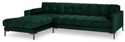 Tmavozelená zamatová rohová pohovka Cosmopolitan Design Bali, ľavý roh