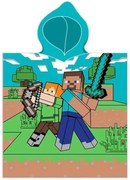 Detské plážové pončo - osuška s kapucňou Minecraft - motiv Alex a Steve - 100% bavlna - 50 x 115 cm / pre deti 3 - 6 rokov