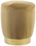 Karamelový zamatový puf/ sedák Scarlett so zlatým pruhom – Ø 41*47cm