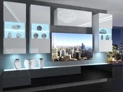 Obývacia stena 300 cm Belini biely lesk / čierny lesk Imperium5  IMP 5/5/W/WB/0/0