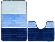 Sada kúpeľňových koberčekov COMO modrá / krémová, pruhy