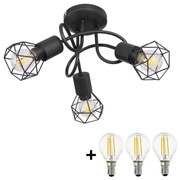 Globo - LED Prisadený luster XARA 3xE14/6W/230V čierna LEDGL5603