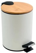 Spirella pedálový odpadkový kôš ADONIS matná biela oceľ bambusové veko 5 L 10.20920