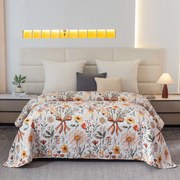 Prehoz na posteľ FLORAL RIBBON, krémový Rozmer: 220 x 240 cm