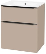 Mereo Mereo, Mailo, kúpeľňová skrinka s keramickým umývadlom 61 cm, čierne madlo, MER-CN550B