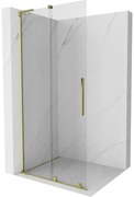 Mexen Velar L, posuvná sprchová zástena Walk-in 110 x 200 cm, 8mm číre sklo, zlatá lesklá, 871-110-003-03-50