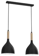 Luster na lanku NOAK WOOD 2xE27/15W/230V čierna/buk