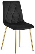 Jedálenská stolička LIBRA zamatová, čierna / zlaté nohy