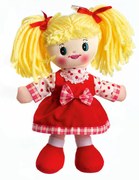 Zvuková látková bábika LUCKA červená