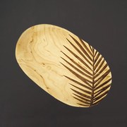 AMADEA Drevený servírovací podnos s motívom listu, masívne drevo, 22 cm