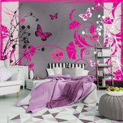 Fototapeta - Ružové motýle (254x184 cm)