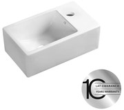 Laveo Kvadrato, keramické umývadlo 355x210x130 mm, pravé, biela lesklá, LAV-VUK_6135