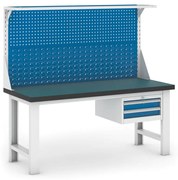 Pracovný stôl do dielne GB s nadstavbou a závesným boxom na náradie, 1800 mm