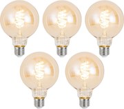 Sada 5 inteligentných stmievateľných LED žiaroviek E27 G95 jantárových 4.9W 320 lm 2500K Zigbee
