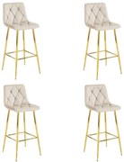 Set štyroch barových stoličiek NADO zamatové béžové (zlaté nohy) 4 ks