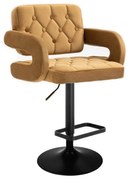 LuxuryForm DESIGN Barová stolička ADRIA VELUR na čiernom tanieri - medová
