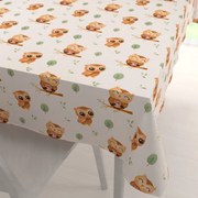 Biante Detský bavlnený obdĺžnikový obrus Sandra SA-616 Sovičky na vetvičkách na bielom 50x100 cm