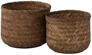 2ks hnedý obal na kvetináč/košík z bambusu - Ø39*30/ Ø35*26cm