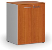 Kancelárska skriňa s dverami PRIMO GRAY, 2 police, 800 x 640 x 1027 mm, sivá/čerešňa