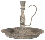 Šedý antik kovový svietnik na úzku sviečku Francio - Ø 23*19 cm