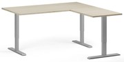 Výškovo nastaviteľný stôl, 160x160 cm, 3 motory, L/P, sivá podnož, dub prírodný