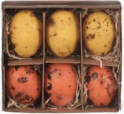 Veľkonočná dekorácia Vyfúknuté vajíčka, 6 ks, žltá/oranžová%