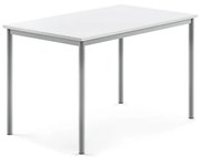 Stôl SONITUS, 1200x800x760 mm, HPL - biela, strieborná