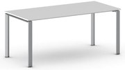 Rokovací kancelársky stôl PRIMO INFINITY, 180x90 cm, sivostrieborná podnož, biela