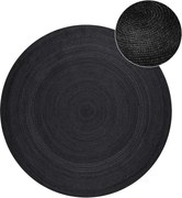Čierny obojstranný/ručne tkaný jutový okrúhly koberec ø 140 cm Braided – Hanse Home