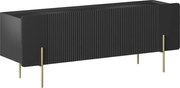 TV stolík Malmi 150 cm - čierny mat / zlatá