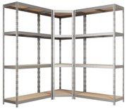 Kovový regál CORNER BUDGET PACK 180x160x160x40 cm, 4x HDF polica, zinok
