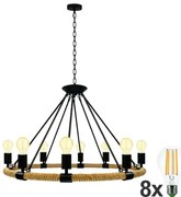 Polux LED Luster na reťazi ROPE ARTHUR 8xE27/6W/230V LEDSA0633