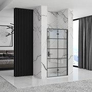 Rea Molier, skladacie sprchové dvere 90x190cm do otvoru, 6mm číre sklo, čierny profil, KPL-K1538